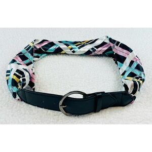 90s Plaid Patterned Satin Waist Belt